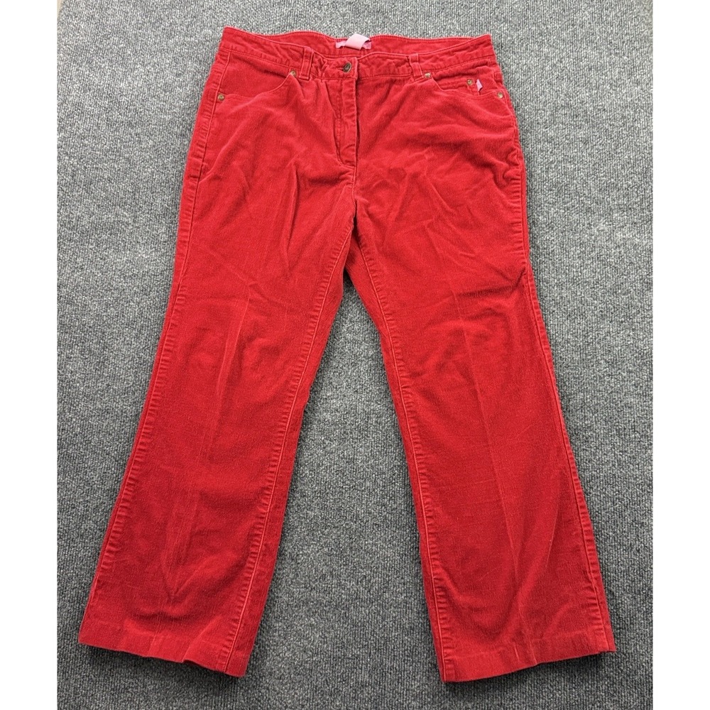 Woman Within Red Corduroy Pants 12W Straight Leg Stretch Casual Plus